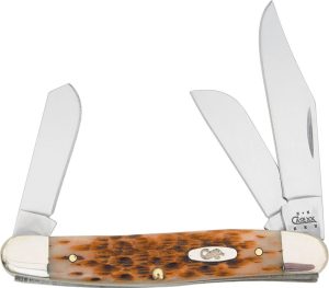 CA128.jpg Case Cutlery Large Stockman Amber Bone - Three Blade