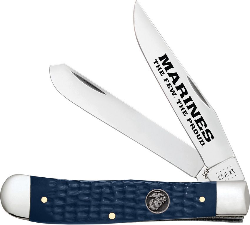 Case Cutlery USMC Trapper Navy Blue Folding Knife 4.13"