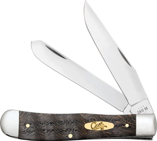 Case Cutlery Trapper Black Curly Oak Stainless Steel
