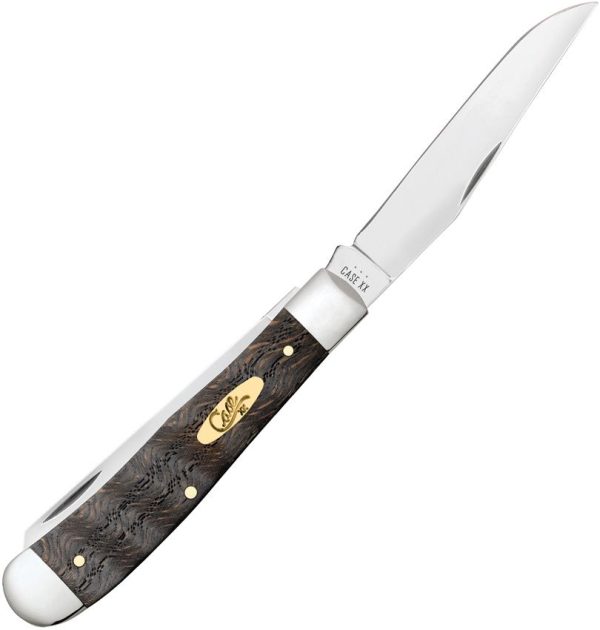 Case Cutlery Trapper Black Curly Oak Stainless Steel