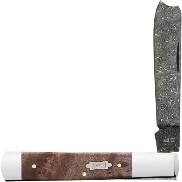 Case Cutlery Razor Damascus Maple - Burl