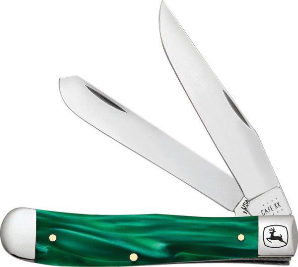 Case Cutlery John Deere Trapper Kirinite - Green Handle