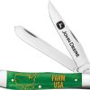 Case Cutlery John Deere Trapper - Green Bone Handle