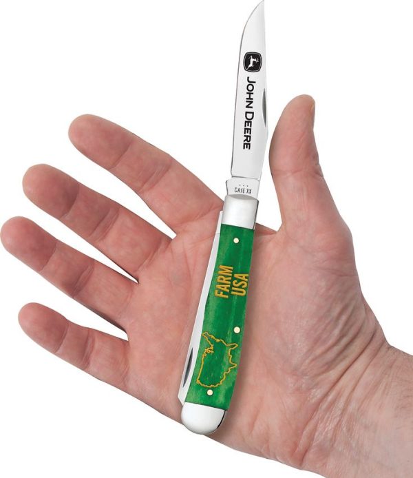 Case Cutlery John Deere Trapper - Green Bone Handle