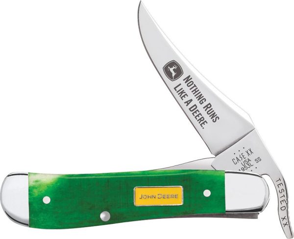 Case Cutlery John Deere Russlock Green Bone