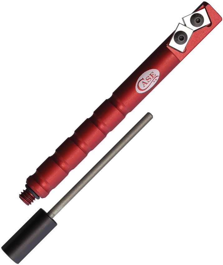 Case Cutlery Diamond Sharpening Rod 5.75" Red Handle w/ Pouch