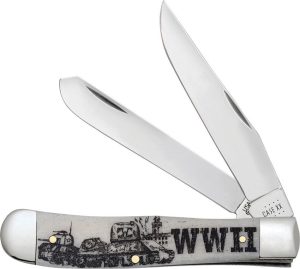 Case Cutlery WWII Trapper Natural Bone - War Series