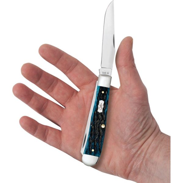 Case Cutlery Trapper Med Blue Peach Seed Stainless Folding