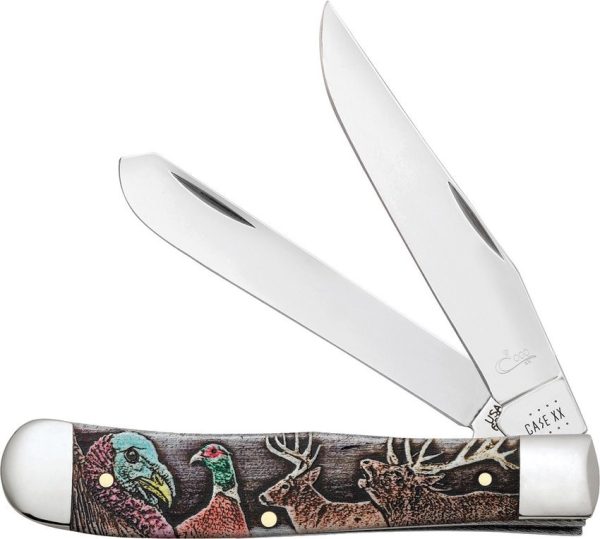 Case Wild Game Series Trapper Natural Bone Stainless Folding Knife