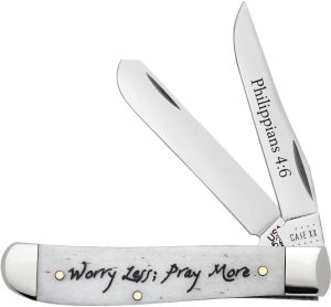 CA60869.jpg Case Cutlery Pray More Mini Trapper Bone Handle
