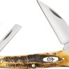 Case Cutlery Seahorse Whittler 6.5 Bonestag - Three-Blade Folder