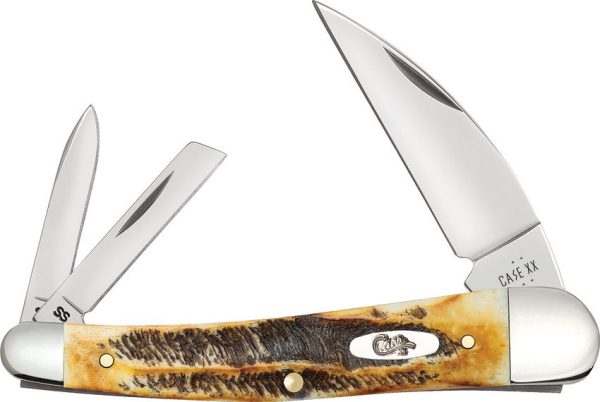 Case Cutlery Seahorse Whittler 6.5 Bonestag - Three-Blade Folder