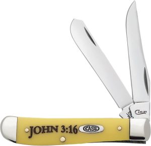 Case John 3:16 Mini Trapper Yellow Synthetic Folding Knife