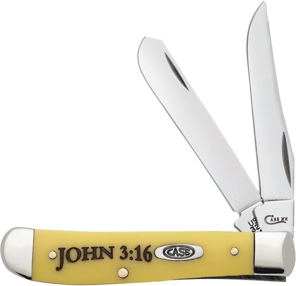 Case John 3:16 Mini Trapper Yellow Synthetic Folding Knife