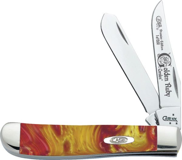Case Cutlery Mini Golden Ruby Trapper Folding Knife 3.5" Closed