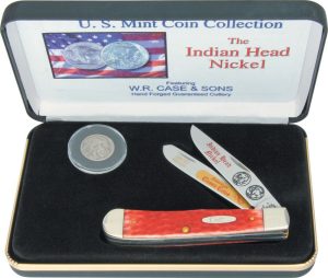 Case Cutlery Indian Head Nickel Trapper Set - Red Bone