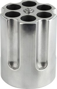 CBG1007.jpg Caliber Gourmet Revolver Pen Holder Silver Aluminum