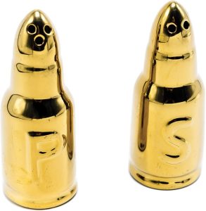 CBG1036.jpg Caliber Gourmet Bullet Salt Pepper Shakers - Gold Ceramic