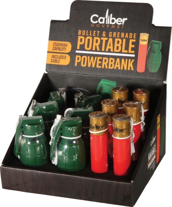 Caliber Gourmet Bullet Grenade Powerbank Set - 12 Pack