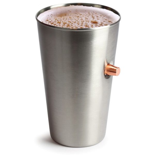 Caliber Gourmet Bullet Pint Glass Stainless - 50 Caliber