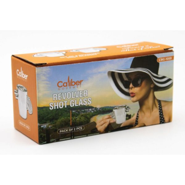 Caliber Gourmet Revolver Shot Glass Set - Two Silver