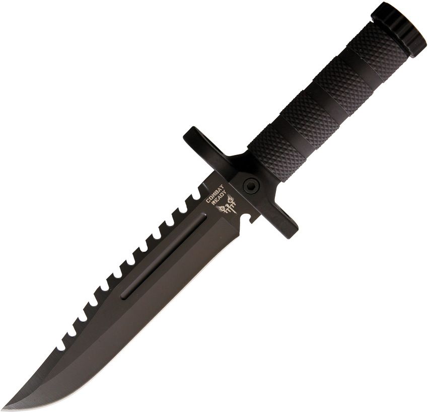 CBR372.jpg Combat Ready 7.5" Sawback Survival Knife w/ Sheath & Compass