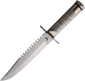 CBR377.jpg Combat Ready Large Survival Knife 7.5in Silver Sawback