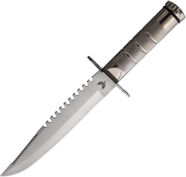 Combat Ready Large Survival Knife 7.5in Silver Sawback