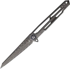 Cobratec Ghost Framelock Damascus Titanium Folding Knife