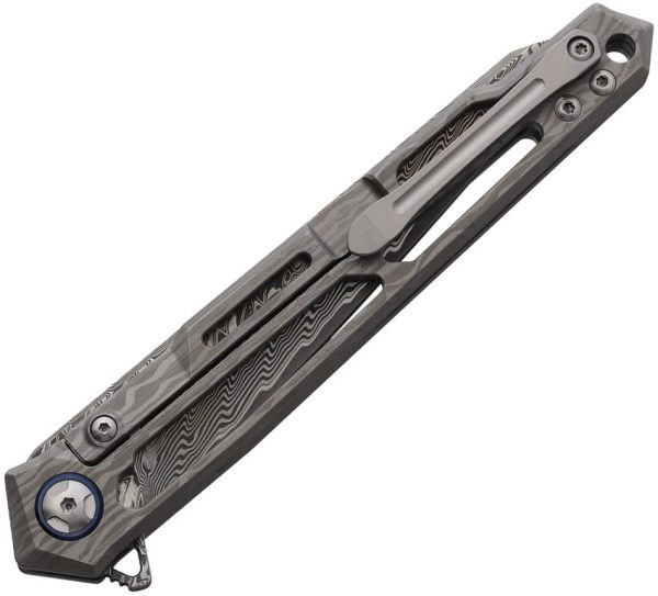 Cobratec Ghost Framelock Damascus Titanium Folding Knife