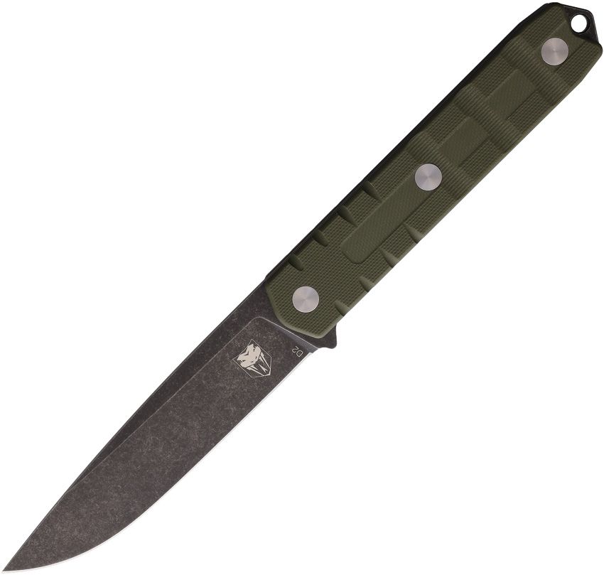 CBTOWODGDNS.jpg Cobratec Outdoor Warrior Fixed Blade Knife 4.5" D2 Green G10