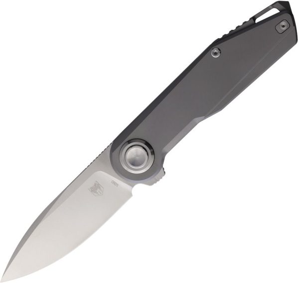 Cobratec Prodigy Button Lock Folding Knife M390 Gray Titanium