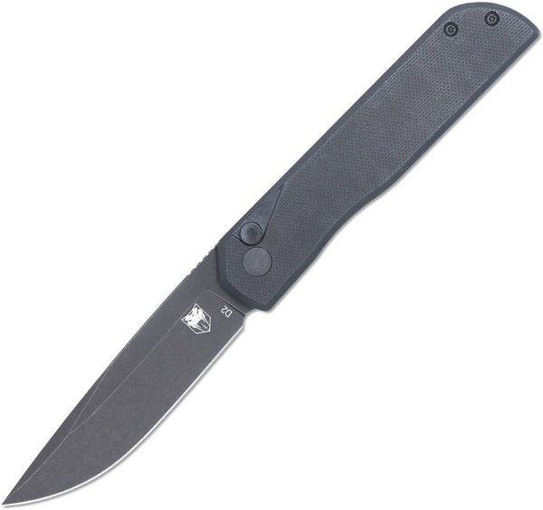 Cobratec Prowler Button Lock Folding Knife D2 Black G10