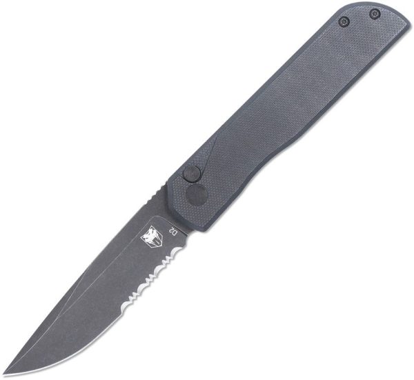 Cobratec Prowler Button Lock Folding Knife D2 Steel Black G10