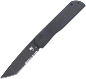 Cobratec Prowler Button Lock Tanto Folding Knife D2 Steel Black