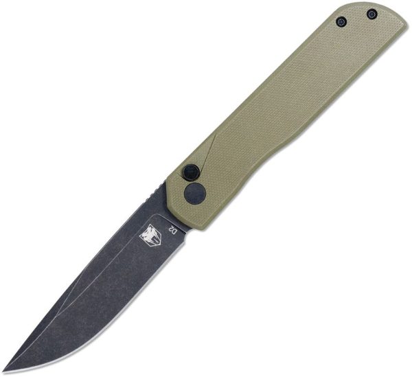 Cobratec Prowler Button Lock Folding Knife D2 OD Green G10