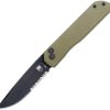 Cobratec Prowler Button Lock Folding Knife D2 OD Green G10