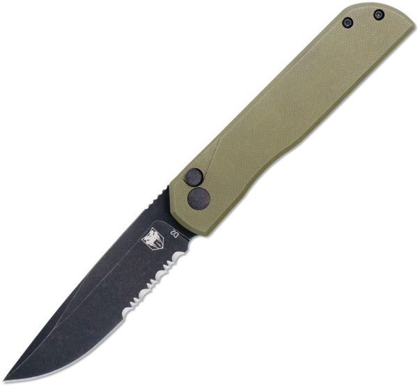 Cobratec Prowler Button Lock Folding Knife D2 OD Green G10