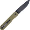 Cobratec Prowler Button Lock Folding Knife D2 OD Green G10