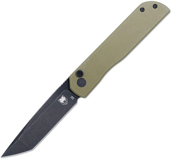 Cobratec Prowler Button Lock Tanto D2 OD Green Folding Knife