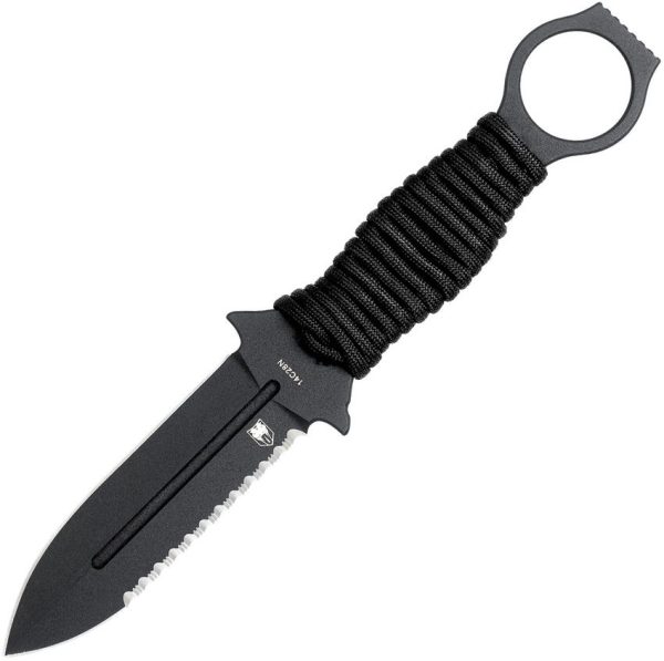 Cobratec Ringed Claymore Fixed Blade Dagger 14C28N Serrated Black