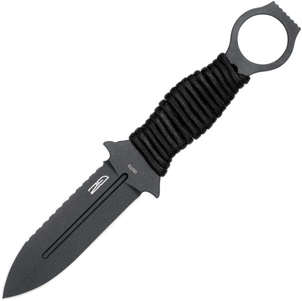 Cobratec Ringed Claymore Fixed Blade Dagger 14C28N Serrated Black