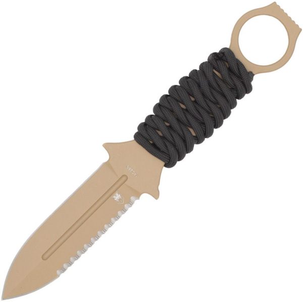 Cobratec Ringed Claymore Fixed Blade Dagger 14C28N Serrated Tan