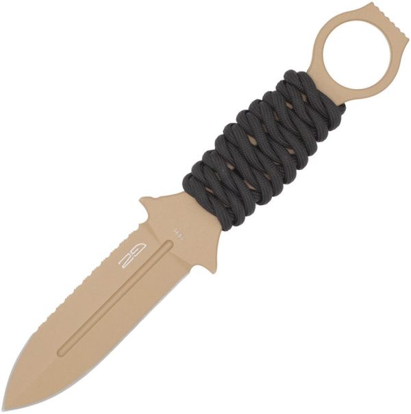 Cobratec Ringed Claymore Fixed Blade Dagger 14C28N Serrated Tan