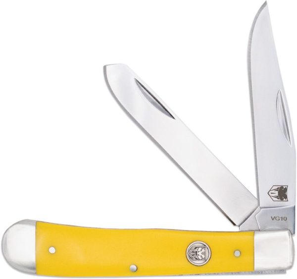 CBTTRPDYL.jpg Cobratec Trapper Yellow Delrin Folding Knife VG-10 Stainless