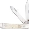 Cobratec Trapper White Bone Folding Knife VG-10 Clip Spey