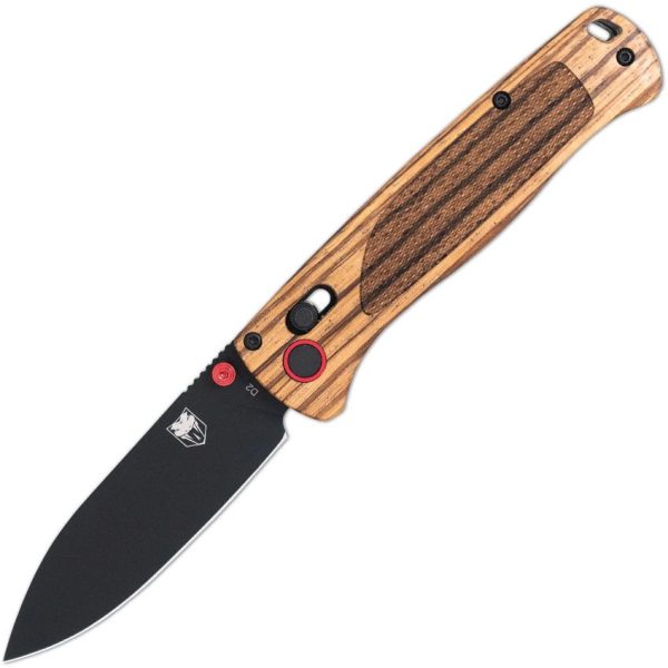 Cobratec Bar Lock Zebra Wood Folding Knife D2 Black Blade
