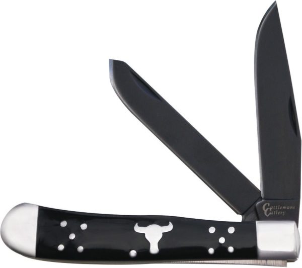 Cattleman's Cutlery Black Angus Trapper - Black Delrin