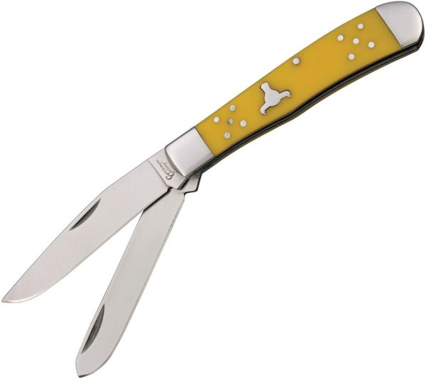 Cattleman's Cutlery Trapper Yellow Folding Knife 4" Closed
