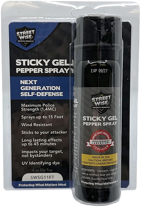 Streetwise Sticky Gel Pepper Spray 4oz - Flip Top
